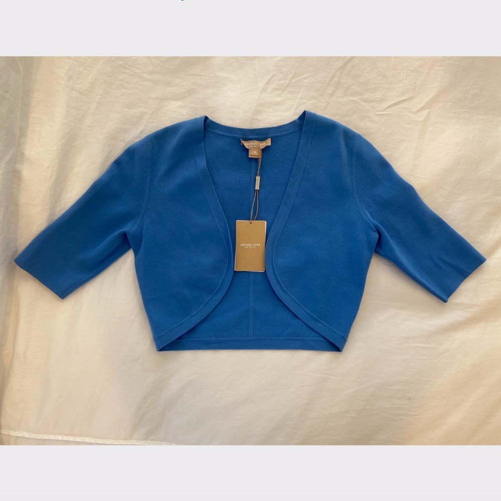 Michael Kors Blue Crop Cardigan